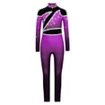 thumbnail image 2 of Aislor Girls Shiny Rhinestone Full Body Unitard Gradient Long Sleeve Gymnastics Leotard Dance Jumpsuit Purple 16, 2 of 8