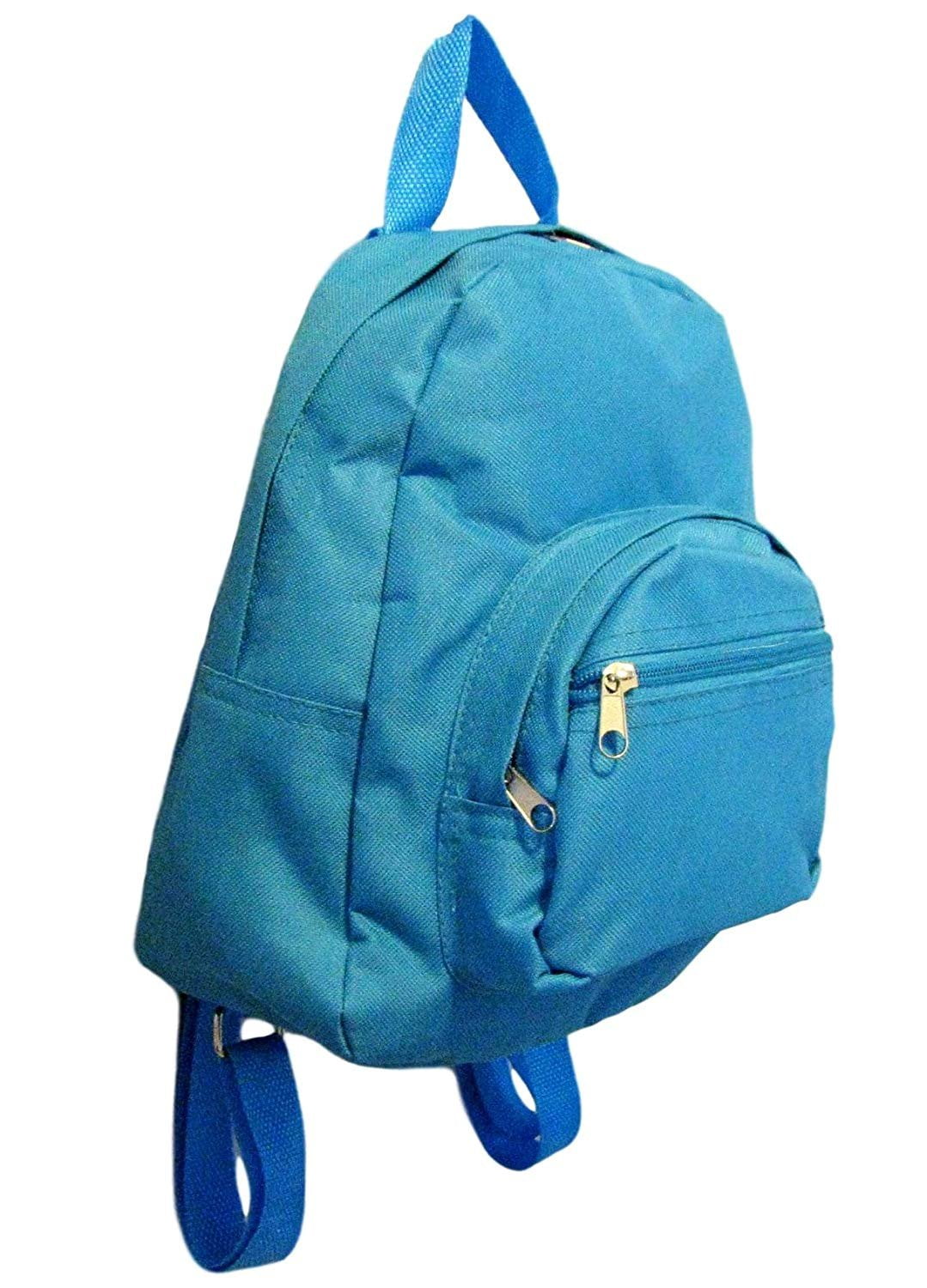 California - Mini Backpack Purse 11-inch, Zipper Front Pockets Teen Child (Solid Aqua Blue ...