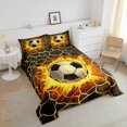 thumbnail image 4 of Erosebridal American Football Bedding King Comforter Set, Honeycomb Geometry Comforter Sets King Size, Ball Game Player Reversible Down Comforter, Microfiber Room Decoration, 3pcs, 4 of 8