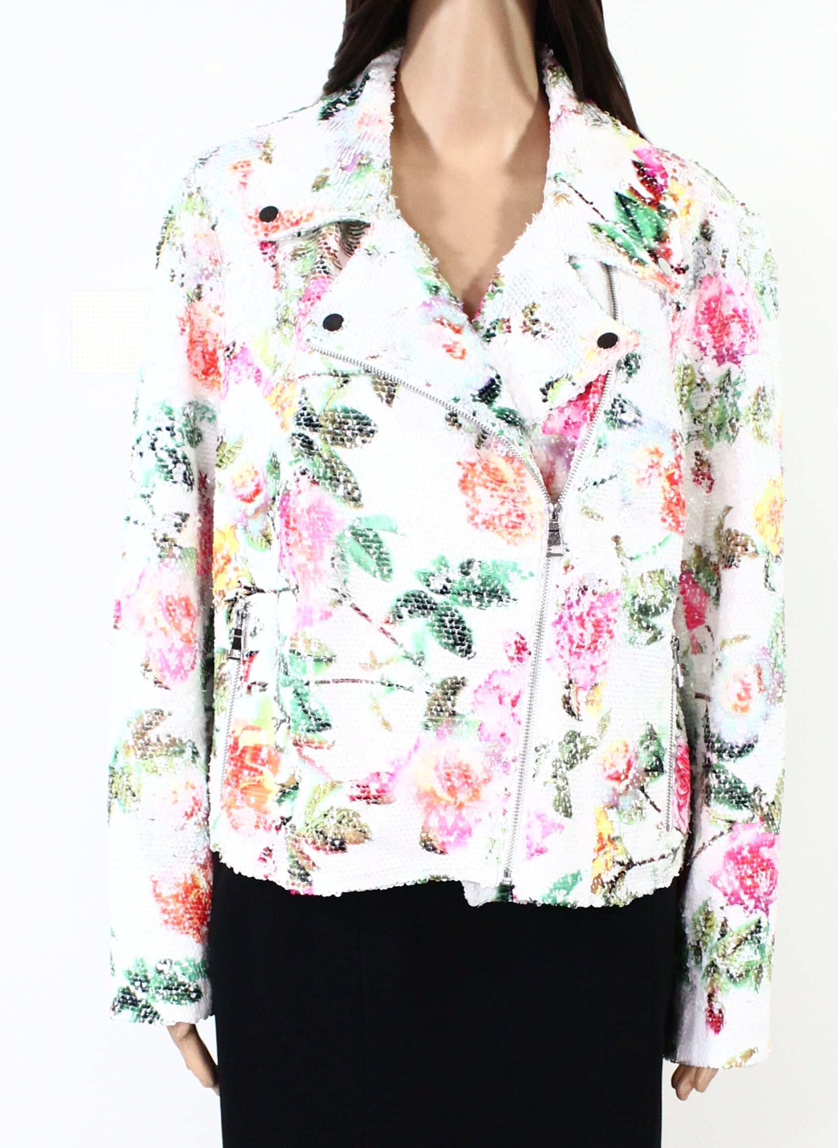 INC International Concepts Womens Moto Jacket Pink Green Plus Floral