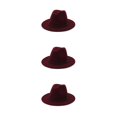 thumbnail image 3 of Qarigey Sombreros con hebilla de cinturón Invierno Moda Sólido Elegante Gorras de ala ancha Cálido Lana Hombres Boda al aire libre Vino rojo Type1 NO1, 3 of 6