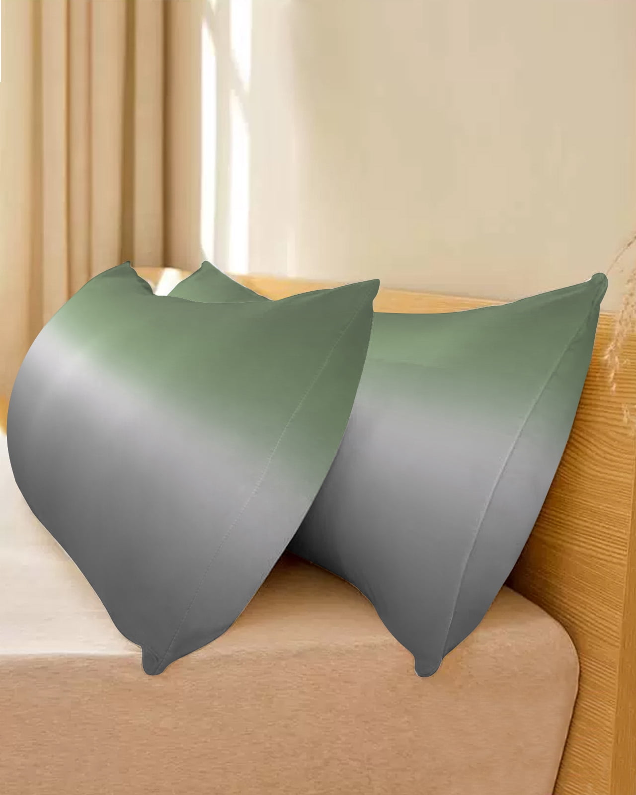 Sage Green Grey Ombre Throw Pillow Covers, Modern Ombre Abstract Art Soft Breathable Pillow Cases with Invisible Zipper for Sleeping, Long Body Pillowcases for Couch Bed Sofa Chair 20x54 Inches