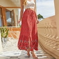 thumbnail image 6 of Boho Skirts for Women High Waist Ruffle Skirt Pleated Maxi Skirt Casual Flowy Swing A Line Beach Long Skirts, 6 of 7