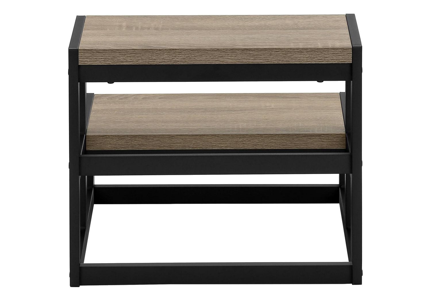 Monarch Specialties  Escabeau, Tabouret À Une Marche, Chambre À Coucher, Cuisine, Métal Noir, Stratifié Taupe Foncé, Contemporain