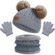 thumbnail image 1 of Kids Winter Warm Beanie Hat Scarf Gloves Set grey Thermal Knit Crochet Thick Fluffy Toddler Scarf Double Pom Pom Bobble Hat with Faux Fur for Girls Bo, 1 of 4