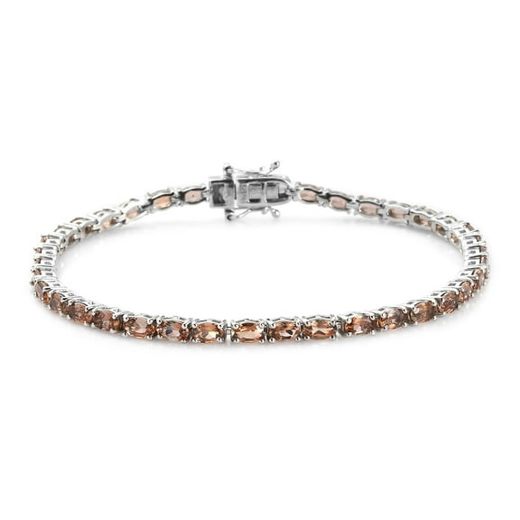 Oval Shape 5x3 mm Yellow Andalusite Eternity Tennis Bracelet 7.5 Inch 925 Sterling Silver Gemstone Jewelry Women Gift For Her Wedding Anniversary Birthday Gift