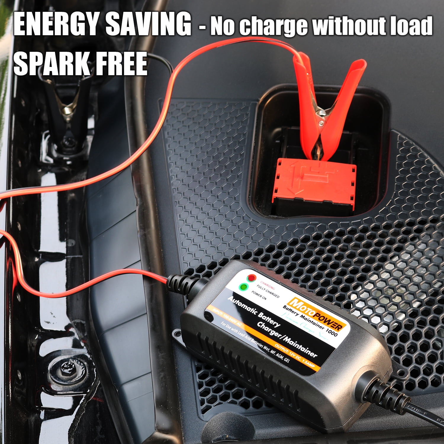 MOTOPOWER 12V 1.5Amp Automatic Battery Charger, Battery Maintainer for Cars, Motorcycles, ATVs, RVs, Powersports