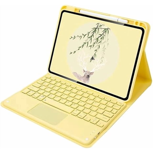 Funda con Teclado Touchpad para iPad 10.2/10.5, Soporte para Lápiz (Amarillo)