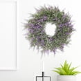 thumbnail image 4 of Corona de flores de lavanda de 18'' Corona floral Corona de primavera artificial para Exacum, 4 of 8