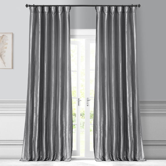Platinum Faux Silk Taffeta Curtain (1 Panel), Platinum, 50W X 84L