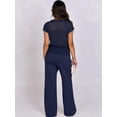 thumbnail image 5 of Women's Wide Leg Crochet Sheer Knit Sweater Matching Sets 2 Piece Set Pants Outfit Top for Lounge Navy Blue XXL, 5 of 10