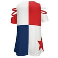 thumbnail image 5 of Panama Flag Womens Summer V Neck Zipper Top Short Sleeve T Shirt Off Shoulder Top Casual Classy Loose Shirts, 5 of 7