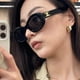 thumbnail image 4 of Gafas de sol retro ovaladas, gafas de sol para mujer, gafas de sol cóncavas para niña, sensación de alta gama, fotos callejeras, 4 of 5