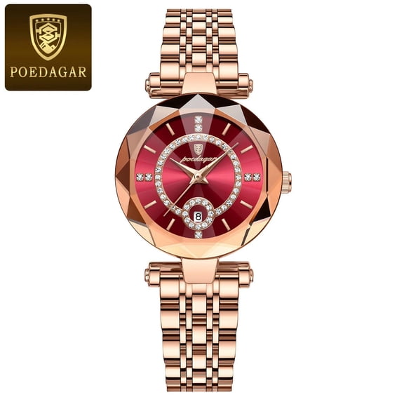 Poedgar wrist watch elegant waterproof stainless steel high quality ladies watch diamond dress women's quartz watch. Box output
