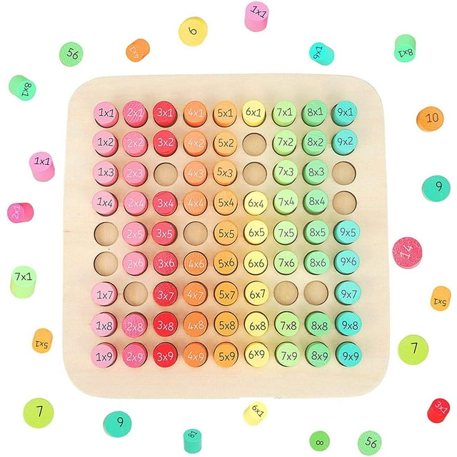Wooden Math Toys, Multiplication Table For Kids, Math Games, Wooden Times Table Math Educational Learning Toys Gift For Boys And Girls (B)