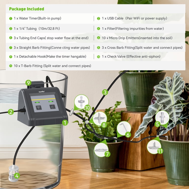 Indoor Drip Irrigation Kit Automatic Watering System TeqHome Automatic