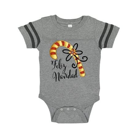

Inktastic Feliz Navidad Red and Gold Candy Cane Gift Baby Boy or Baby Girl Bodysuit