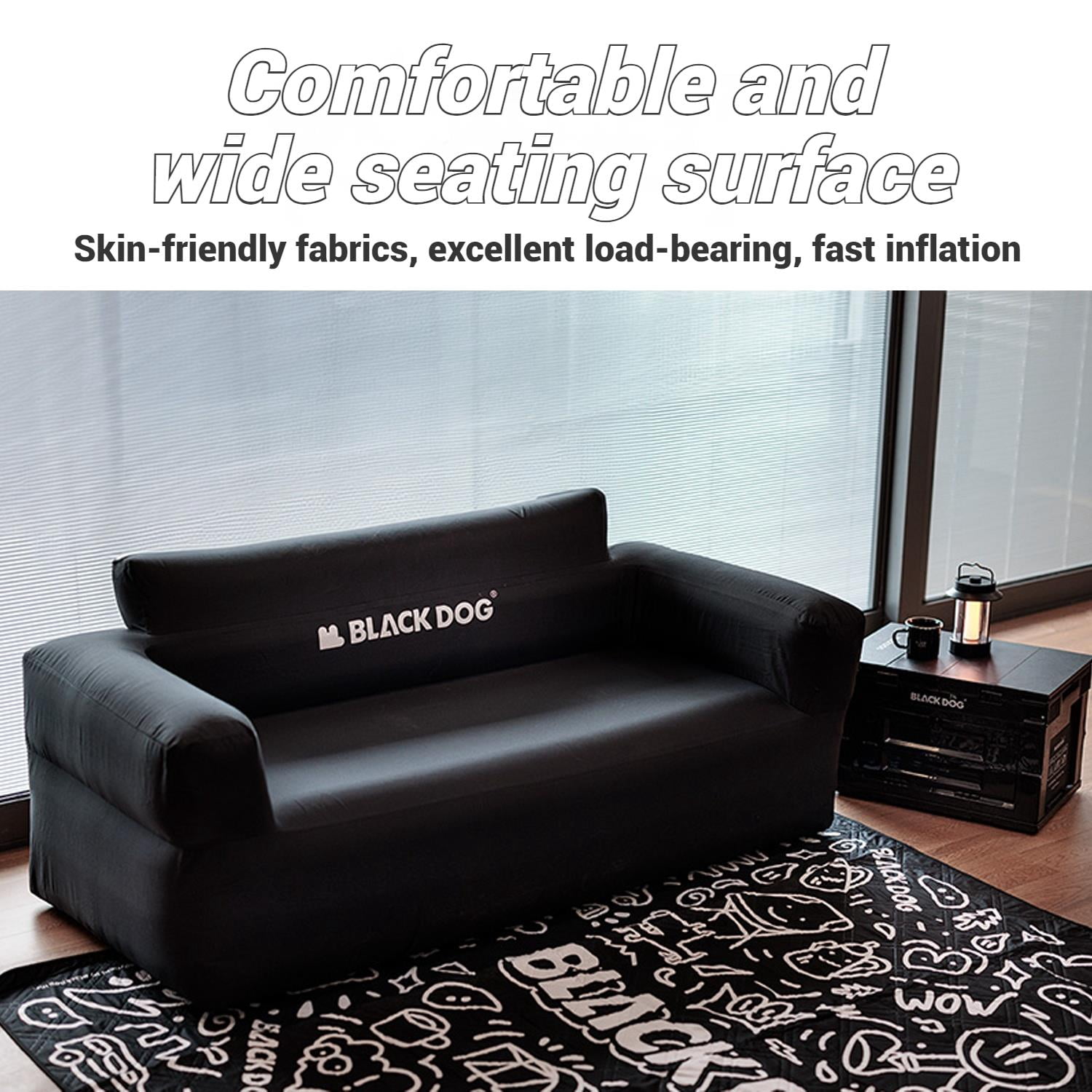 BLACKDOG, Inflatable Camping Sofa, Portable Air Couch with Build