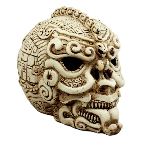 Ebros Aztec Quetzalcoatl Snake Cranium Skull Statue Halloween Skeleton Head Figurine