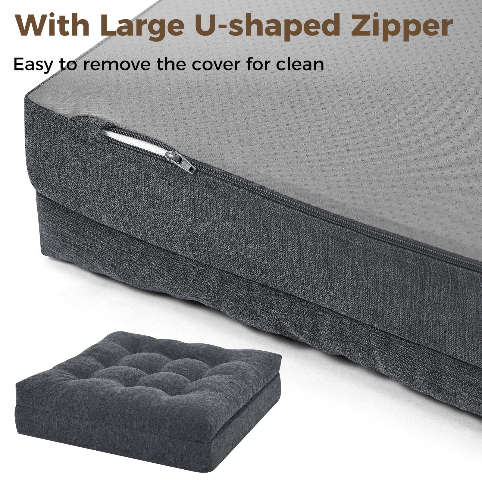 baibu Recliner Cushion  20-Inch Extra Large Seat Cushion Tufted Memory Foam Dual-layer Design Chair Cushion for Recliner Armchair Couch, Gray
