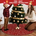 thumbnail image 5 of Christmas Tree Skirt,Red Christmas Scene Pattern Christmas Tree Decor with Red Ribbon Ties,Round Shape,Christmas Decorations for Home 48"x48", 5 of 7