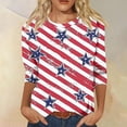 thumbnail image 2 of WERYOUNG Casual Patriotic Graphic T Shirt For Women Fourth Of July Celebration T-Shirts 3/4 Sleeves Round Neck Tee Holiday Vacation Comfortable Top, 2 of 5