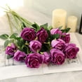 thumbnail image 4 of 12PCS Artificial Silk Flowers Realistic Roses Bouquet Long Stem for Home Wedding Decoration Party (Yellow), 4 of 5