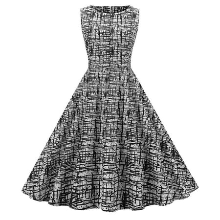 

Formal Dresses for Women White Dress Women Women s Summer Fashion Sleveless O Neck Vintage Solid Party Swing Dress Savings Clearance Summer Dresses Prom Dresses for Teens Black S