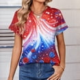 thumbnail image 5 of Hogleaql Womens Graphic Tees 4th Of July T Shirt Patriotic Short Sleeve V Neck American Flag Tee Trendy Button Independence Day Loose Pullover Tops Multicolor 2XL, 5 of 5
