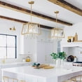 thumbnail image 2 of ZHLWIN Dining Room Light Fixture Farmhouse Chandelier Gold Metal Crystal Pendant Light for Kitchen Island Dining Room Living Room Flat and Inclined Ceiling (Trapezoid -11.81in), 2 of 7