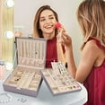 thumbnail image 4 of ProCase Jewelry Box for Women Girls Girlfriend Wife Ideal Gift, Large Leather Jewelry Organizer Storage Case with Two Layers Display for Earrings Bracelets Rings Watches -Pearlizedsilver, 4 of 7