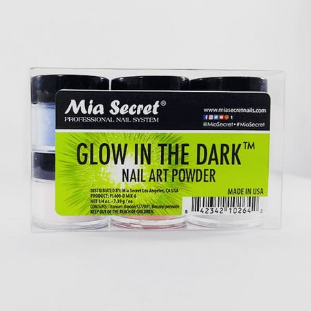 MIA SECRET GLOW IN THE DARK NAIL ART POWDER 6 PIECE (PL400-D MIX-6)