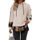 thumbnail image 2 of Sudadera con Capucha de Larga para Mujer, Estilo Patchwork A Cuadros, con Abertura Lateral, Ideal para Otoño e Invierno. Albaricoque L, 2 of 9