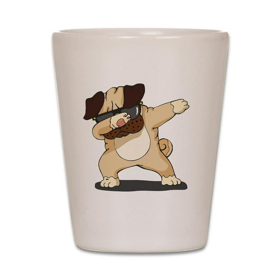 CafePress - Dabbing Pug - White Shot Glass, Unique and Funny Shot Glass