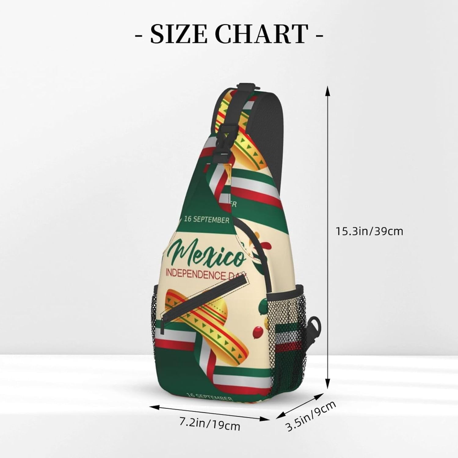 Mexico Hispanic Mexico Independence Day 2023 Sling Bag Crossbody Hiking Travel Chest Bags Backpack Shoulder Daypack for Women Men