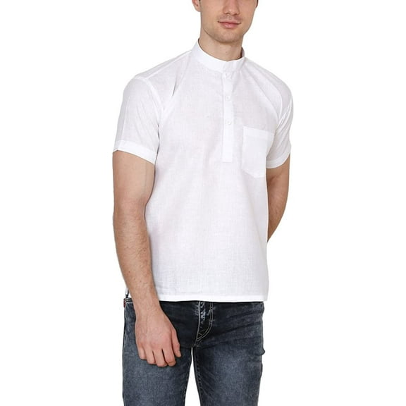 Royal Kurta Men's Cotton Blend Short Kurta White