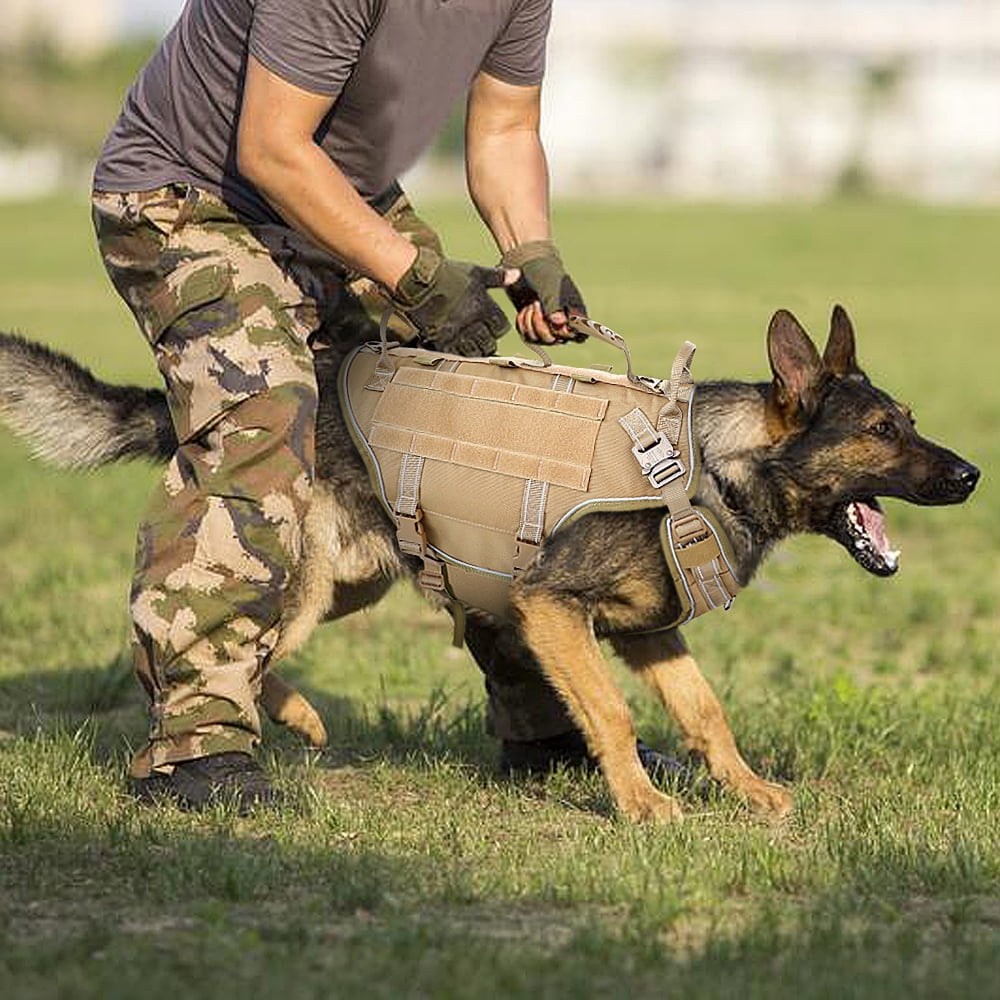 Didog Nylon No Pull Dog Harness Reflectiveet Dog Walking Training Molle Vest with Handle Adjustable Brown/Green/Black/Hot Pink