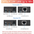 thumbnail image 4 of Extension RJ45 HDMI 60M 1080P Réseau HDMI par CAT5e CAT6 Extenseur de LAN pour PS4 apple TV PC Portable HDTV TAPDRA Pièce de Rechange, 4 of 4