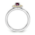 thumbnail image 2 of 925 Sterling Silver & Real 14kt Stackable Expressions Rhodolite Garnet Ring Size: 8; for Adults and Teens; for Women and Men, 2 of 5