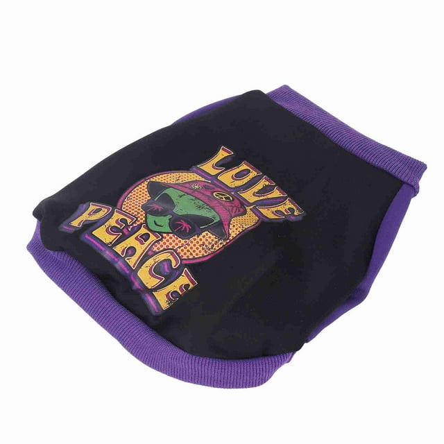 Dog Pullover Sweater Cartoon Alien Warm Color Block Breathable Dog Clothes for Fall and Winter Purple M