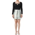 thumbnail image 2 of DARING DIVA Women's A-Line Zipper Front High Waist Mini Skirt S Silver, 2 of 7