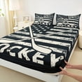 thumbnail image 3 of Manfei Bice Hockey Game Twin Sheet Sets,Ball Sport Twin Fitted Sheet,Vintage American Flag Flat Sheet For Girls Kids,Super Cozy Room Decor,3pcs, 3 of 7