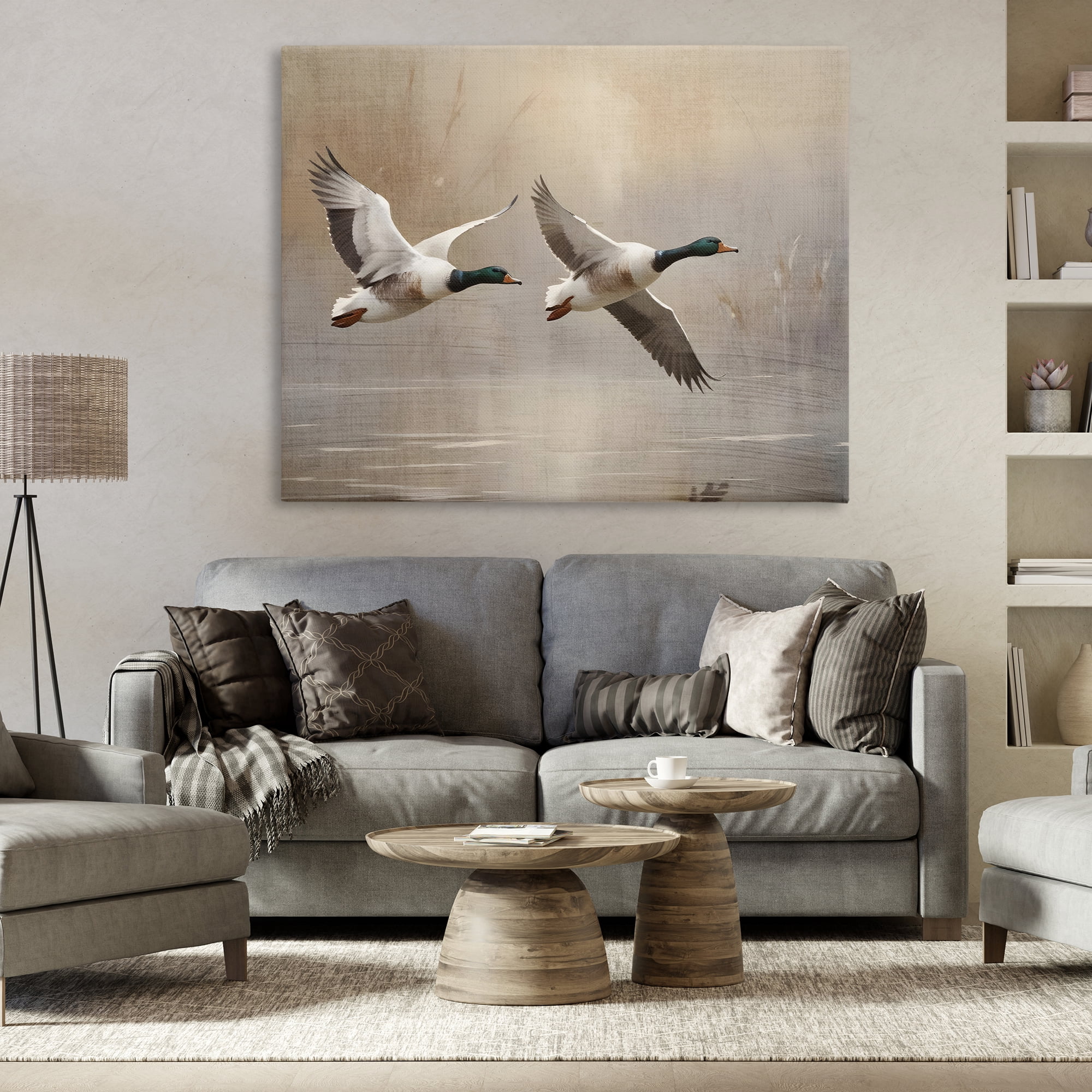 Stupell Industries Mallard Ducks over Pond Canvas Wall Art, design by Susan Arnot