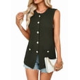 thumbnail image 3 of Women'S Summer Sweater Vest Sleeveless Knit Cardigan Button Down Tank Tops Military Green L, 3 of 9