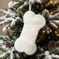 thumbnail image 6 of Snowy White Plush Pet Dog Christmas Stocking, Silver Snowflake Sequin Dog Christmas Stockings Large Bone Shape Faux Fur, Hanging Christmas Holiday Season Party Decor for Pets Dogs, 16in, 6 of 6