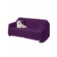 thumbnail image 2 of Pure Dark Purple Sofa Covers for 2-3 Cushion Couch L-Shaped Sectional, Simple Solid Color Washable Sofa Covers Slipcover for Living Room Furniture, Couch Cover Blanket 71"x134", 2 of 9