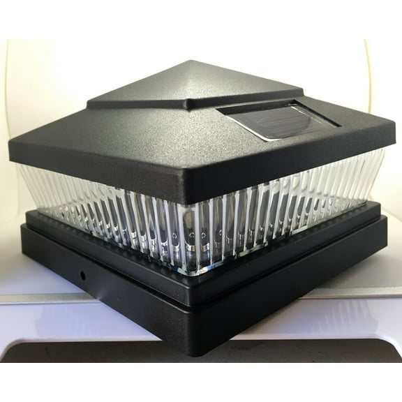 4-Pack Solar 6x6 BLACK SEMI-GLOSS TEXTURED FINISH Post Deck Fence Cap Lights
