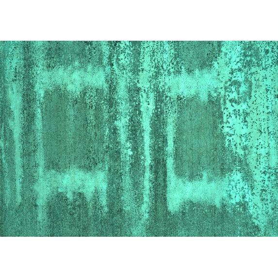 Ahgly Company Machine Washable Indoor Rectangle Oriental Turquoise Blue Industrial Area Rugs, 5' x 8'