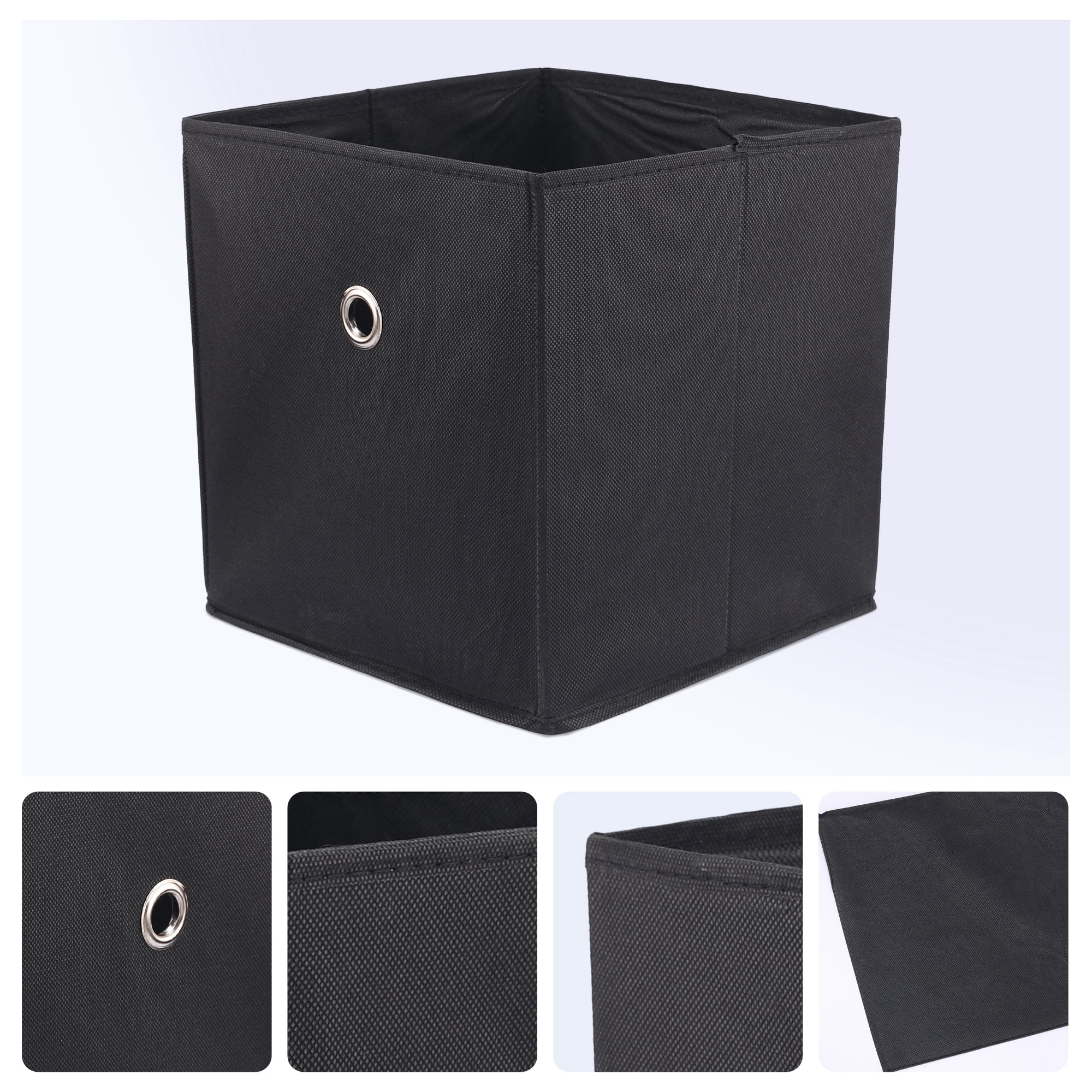 Unique Bargains Fabric Storage Bin for Shelves Closet Black 11*11*11in