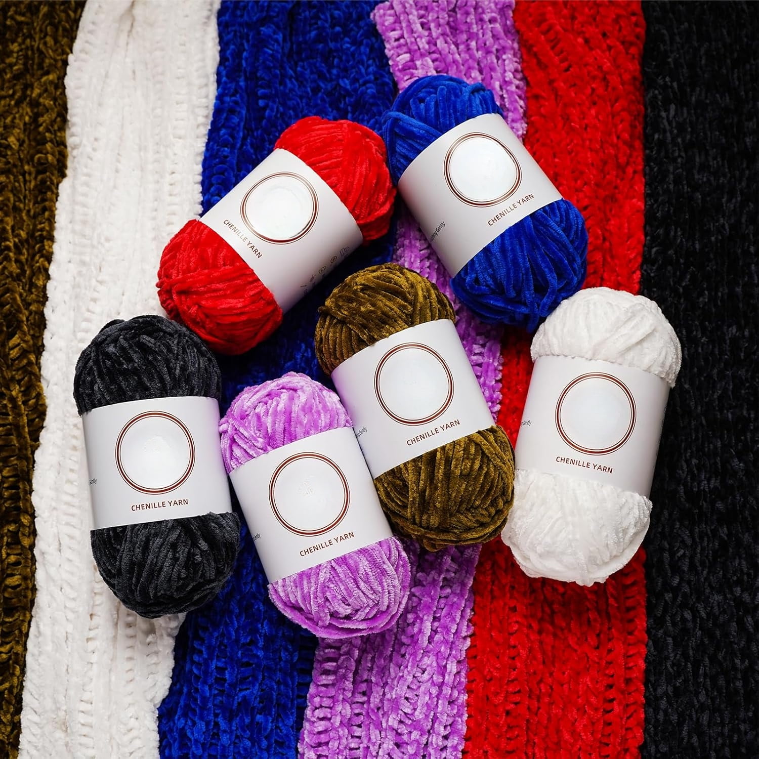 1/ 4/ 8 skeins 6mm 3.5 Oz/Skein Soft Chenille Yarn Velvet Yarn Blanket Yarn for Knitting Fancy Yarn for Crochet Weaving, DIY Bulky Weaving Crafts Making Blankets, Clothes